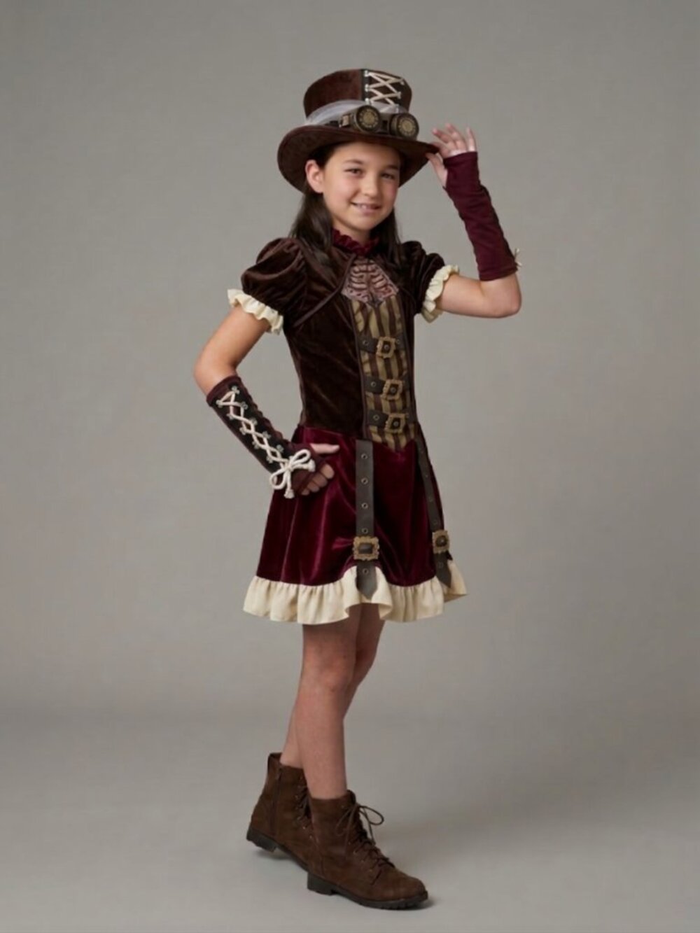 California Costumes Steampunk Girl Costume Brown Burgundy M Cosplay kids 8-10 y